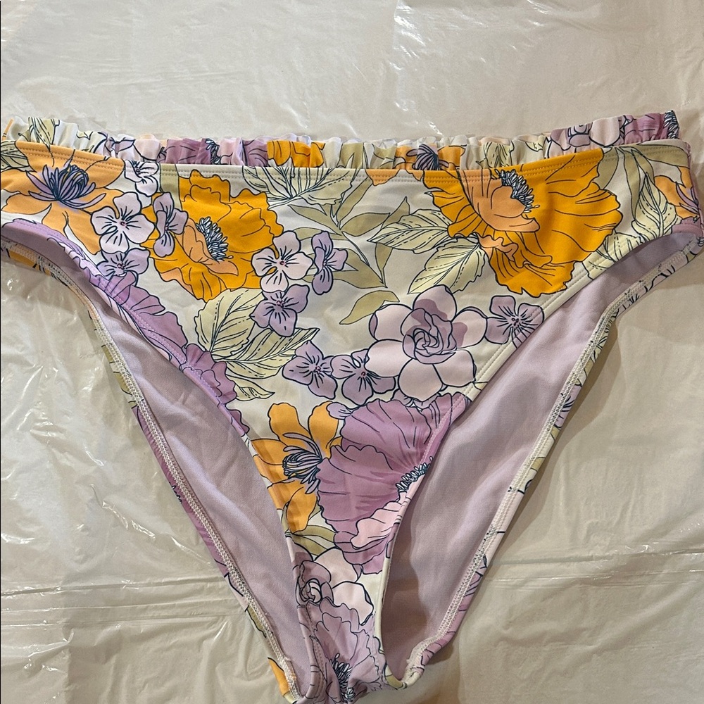 Floral Bikini Bottoms in Yellow & Lilac